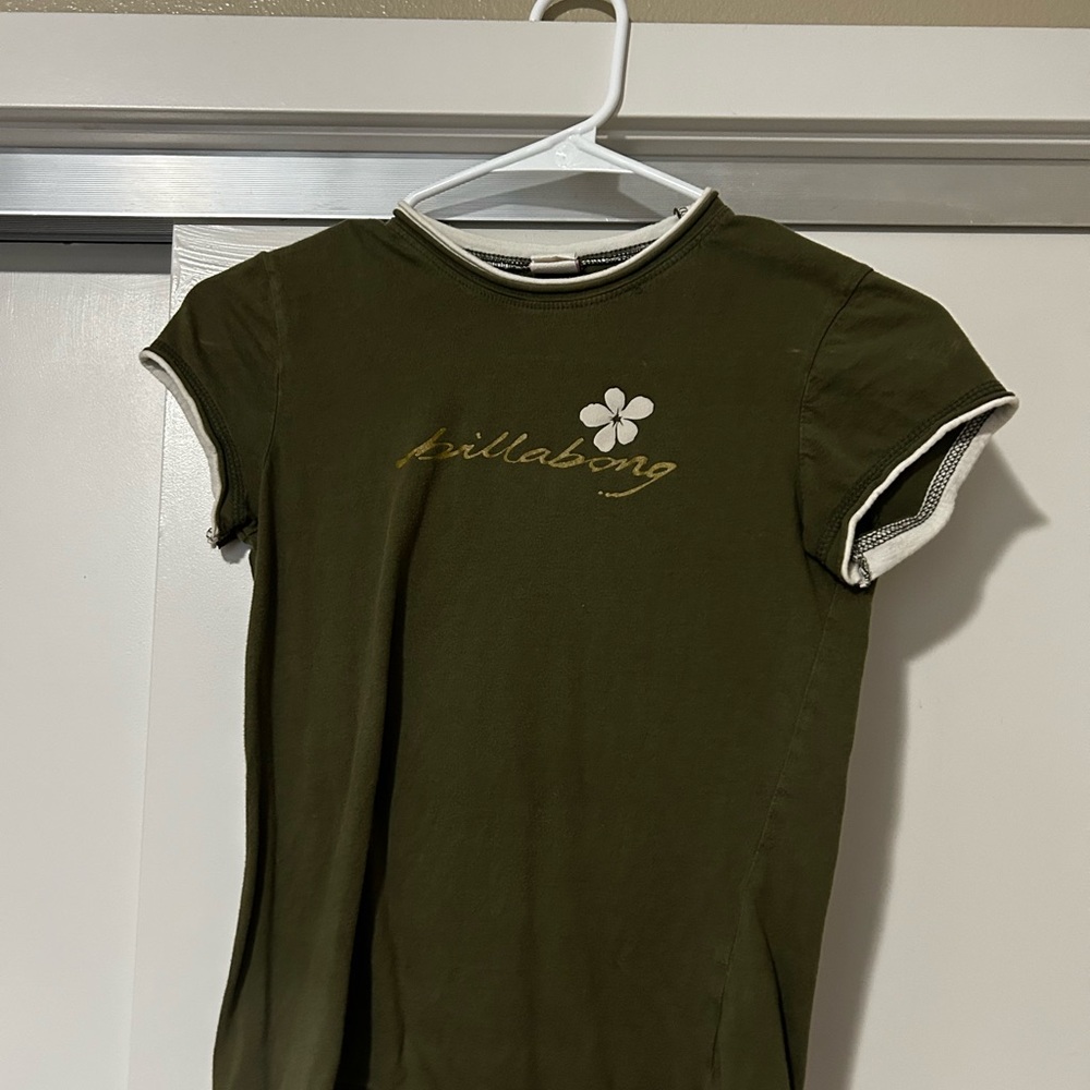 Billabong Forest Green Tee with Floral Design